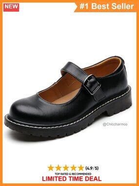 Mary Jane Shoes Women Oxford Flats Round Toe Non-Slip Ankle Buckle Strap Comfort